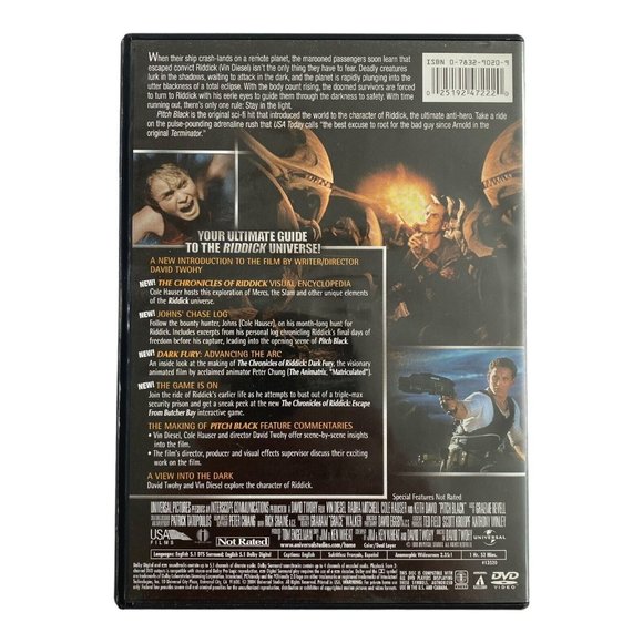 Chronicles of Riddick: Pitch Black (DVD, 2000) Action, Vin Diesel, Cole Hauser - Picture 2 of 4